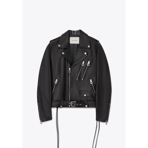 BLK DNM Jacket Mens Size 48 Black Leather Motorcycle Biker Moto Zip Up $1295